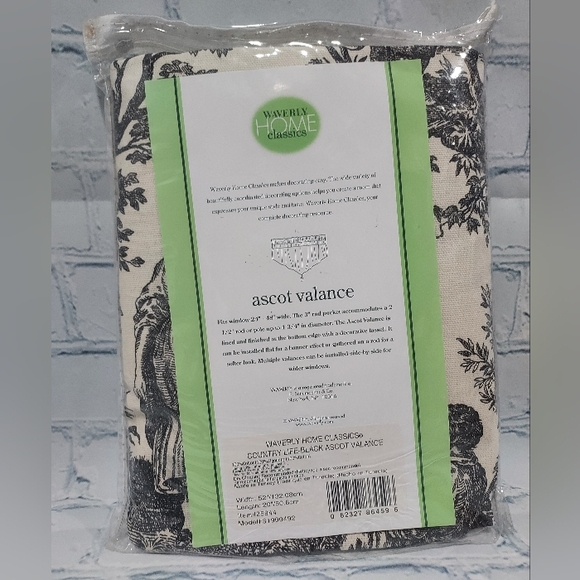 Waverly Country Life Black Cream ( Fits 24-48) Ascot Valance Tassel 20” x 52” - Picture 3 of 4